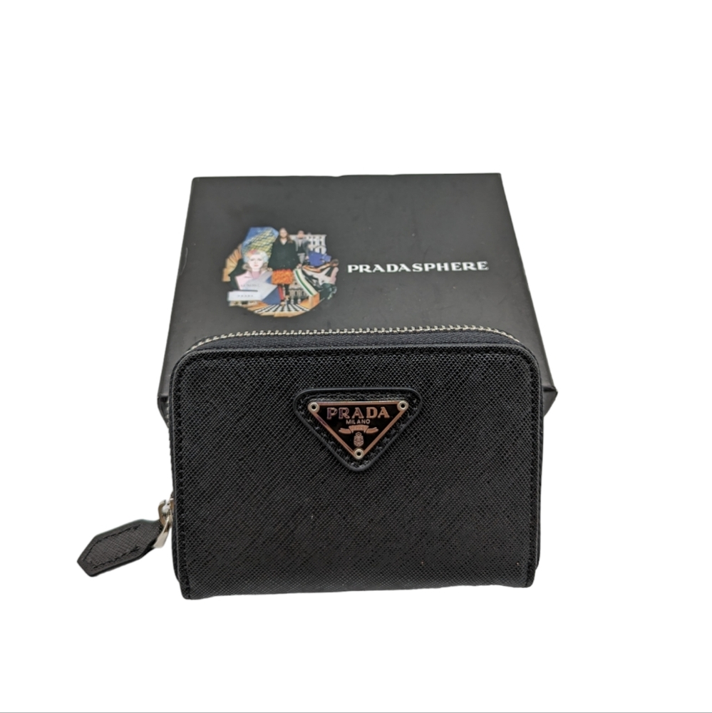 Prada Zippy Black Safiano Wallet